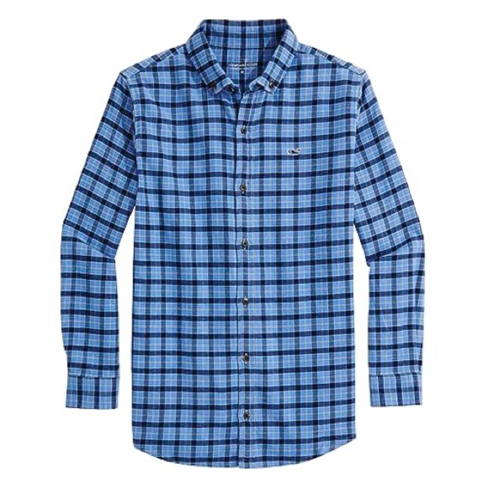 Vineyard Vines Boys’ Flannel Check Whale Shirt